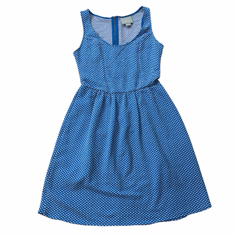 Maeve Anthropologie Blue Polka Dot Sleeveless Dress